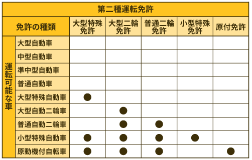 第二種運転免許なら、どんな車が運転できるの？