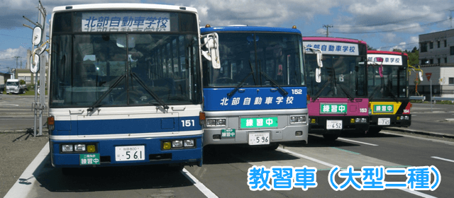 秋田北部自動車学校の教習車両（大型二種）｜合宿免許スクール