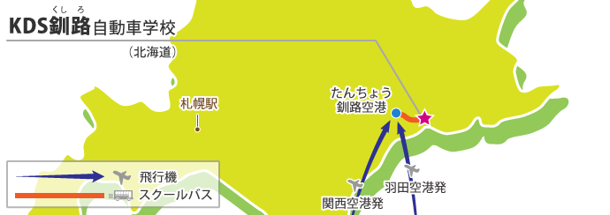 KDS釧路自動車学校の交通アクセス例