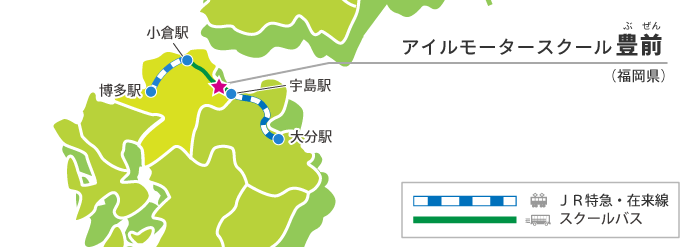 アイルモータースクール豊前の交通アクセス例