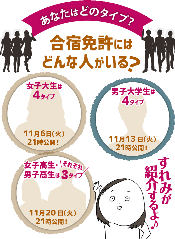 合宿免許にはどんな人がいる?あなたはどのタイプ？すれみが紹介するよ