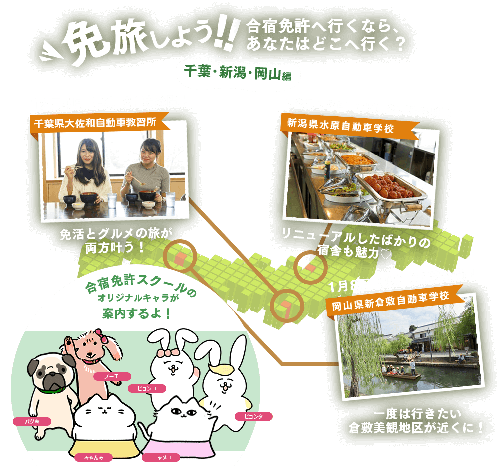 免旅しよう！！合宿免許へ行くなら、あなたはどこへ行く？